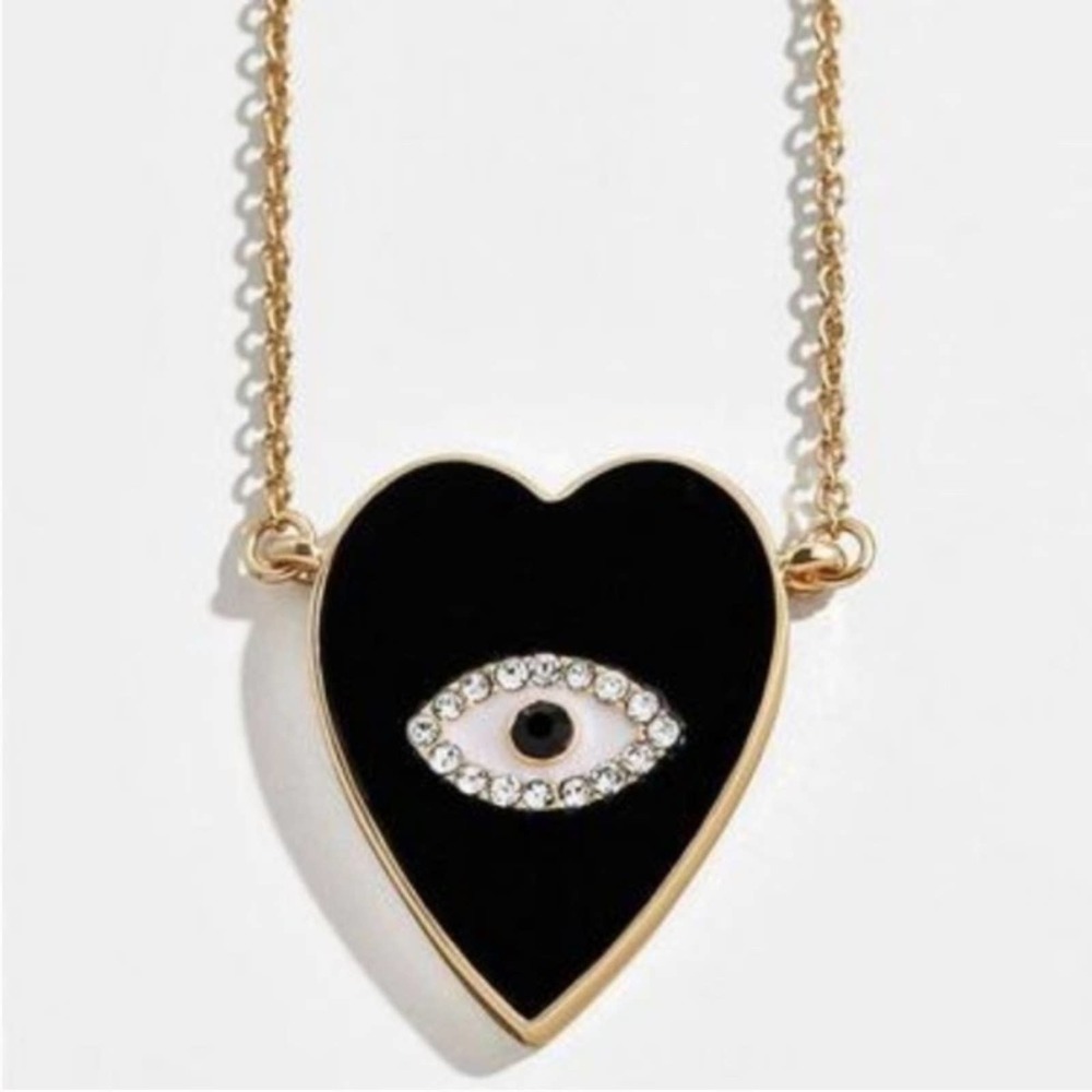 Love Talisman Gold Plated Necklace, Evil Eye Ouija Rhinestone Heart Protection
